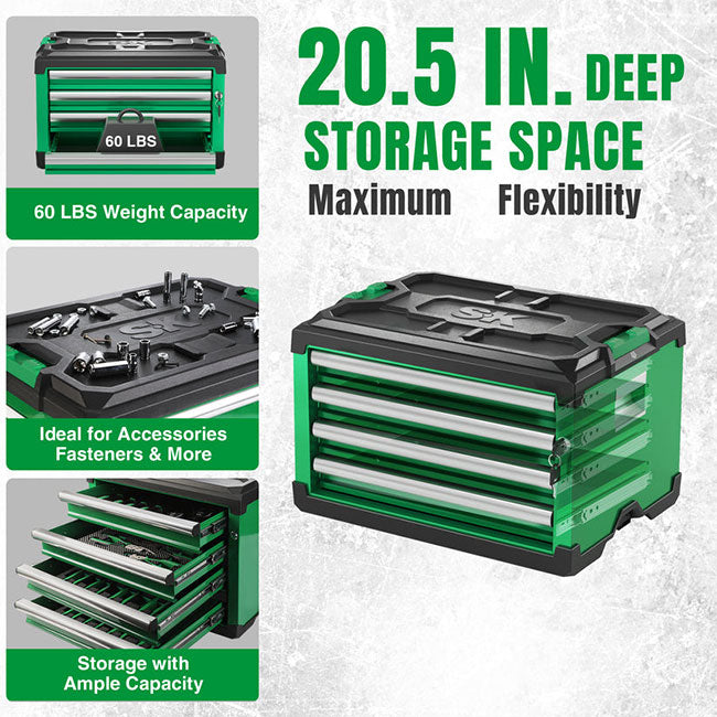 SK Tools Modular Stackable Storage Tool Box, 4-Drawer Steel Box