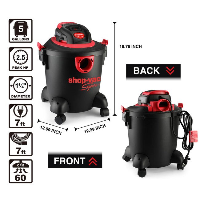 Shop-Vac 2035089 5 Gallon 2.5 Peak HP Wet/Dry Vac