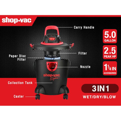 Shop-Vac 2035089 5 Gallon 2.5 Peak HP Wet/Dry Vac
