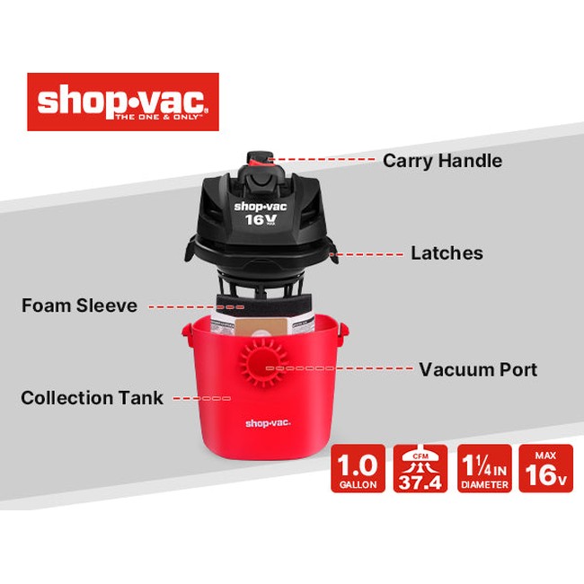 Shop-Vac 5430029 Cordless 1 Gallon Wet/Dry Vac