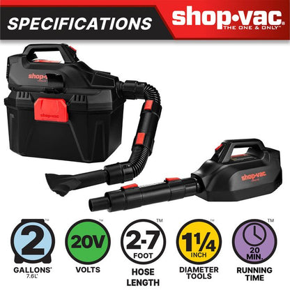 Shop-Vac 5430082 2 Gallon 20V Cordless Wet/Dry Vacuum