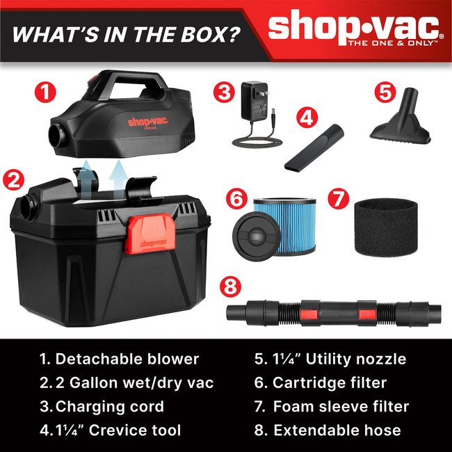 Shop-Vac 5430082 2 Gallon 20V Cordless Wet/Dry Vacuum