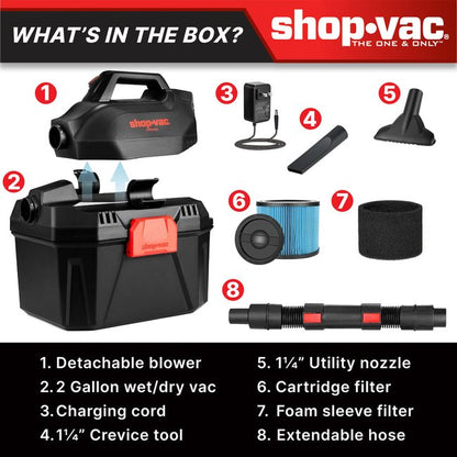 Shop-Vac 5430082 2 Gallon 20V Cordless Wet/Dry Vacuum