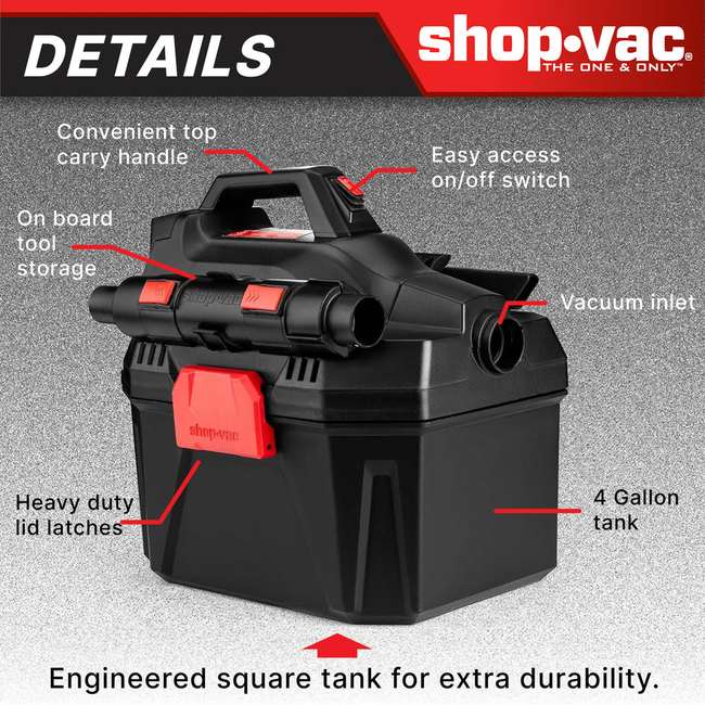Shop-Vac 5430082 2 Gallon 20V Cordless Wet/Dry Vacuum