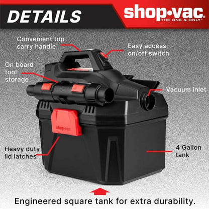 Shop-Vac 5430082 2 Gallon 20V Cordless Wet/Dry Vacuum