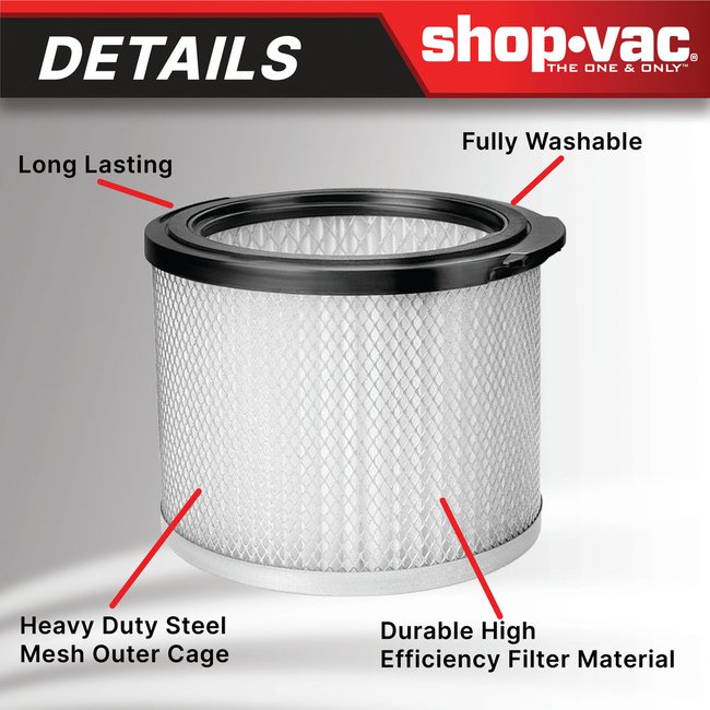 Shop-Vac 5430088 Cordless Ash Vacuum High Efficiency Cartridge Filter