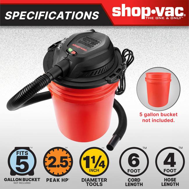 Shop-Vac 5430093 Bucket MAX 2.5 Peak HP Wet/Dry Vacuum