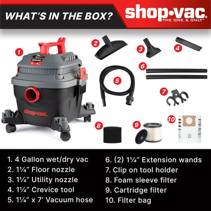 Shop-Vac 5430096 4 Gallon 4.0 Peak HP Wet/Dry Vacuum