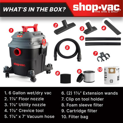 Shop-Vac 5430097 6 Gallon 5.0 Peak HP Wet/Dry Vacuum