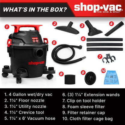 Shop-Vac 5430112 4 Gallon 4.5 Peak HP Wet/Dry Vacuum
