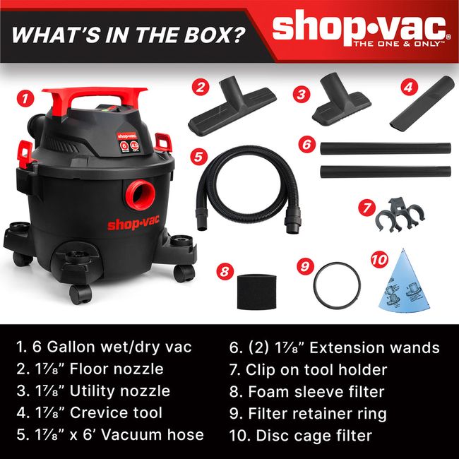 Shop-Vac 5430113 6 Gallon 4.5 Peak HP Wet/Dry Vacuum