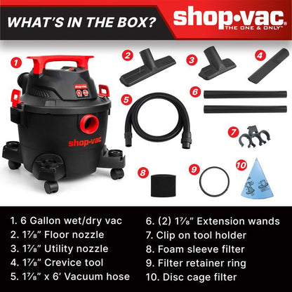 Shop-Vac 5430113 6 Gallon 4.5 Peak HP Wet/Dry Vacuum