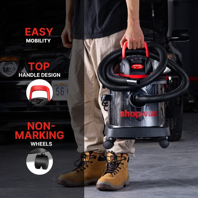 Shop-Vac 5430148 4 Gallon 2.5 Peak HP Stainless Steel Wet/Dry Vac