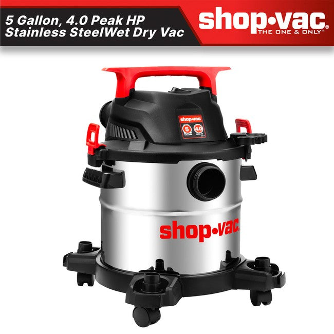Shop-Vac 5430162 5 Gallon 4 Peak HP Stainless Steel Wet/Dry Vacuum