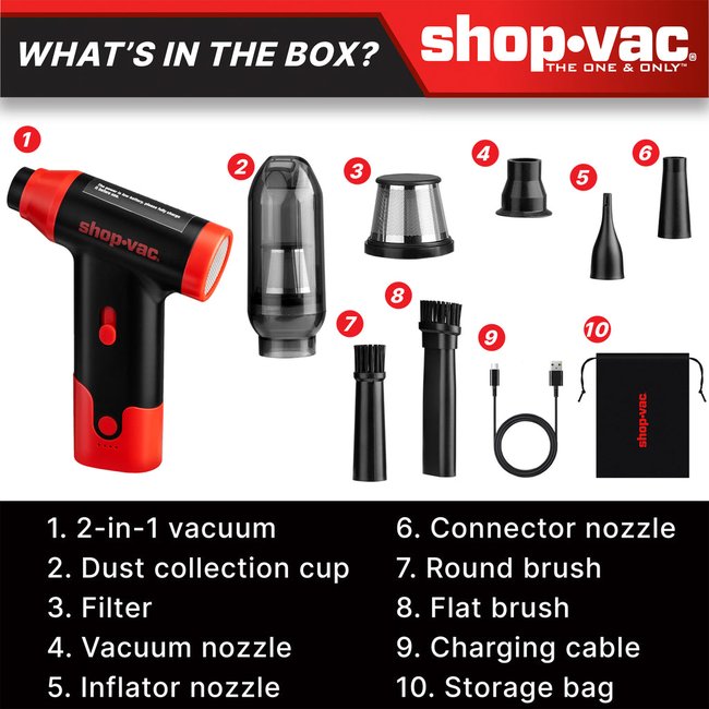 Shop-Vac 5430230 Portable 2-in-1 Cordless Blower/Vacuum
