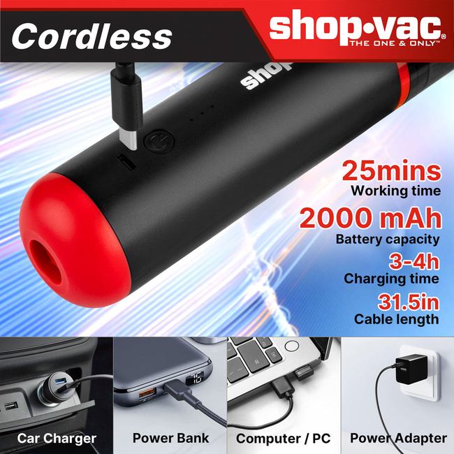 Shop-Vac 5430231 2-in-1 Cordless Car Vacuum