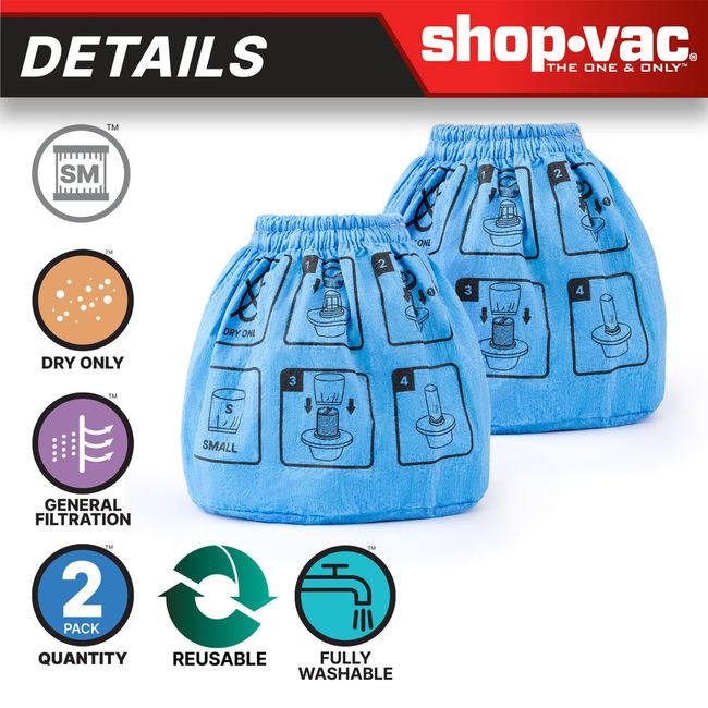 Shop-Vac 5430239 Non-Woven Small Cloth Cage Filter (2 Pack)