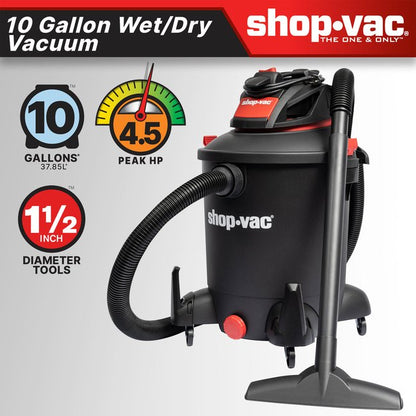 Shop-Vac 5761011 The Shop-Vac® 10-Gallon* 4.5 Peak HP** Wet/Dry Vacuum