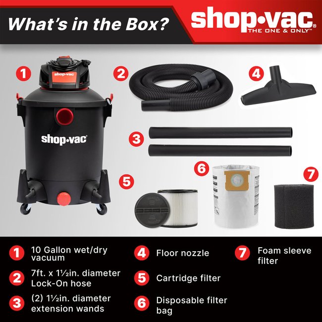 Shop-Vac 5761011 The Shop-Vac® 10-Gallon* 4.5 Peak HP** Wet/Dry Vacuum