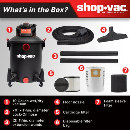 Shop-Vac 5761011 The Shop-Vac® 10-Gallon* 4.5 Peak HP** Wet/Dry Vacuum