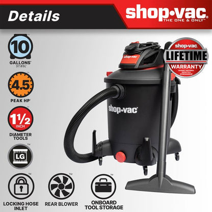 Shop-Vac 5761011 The Shop-Vac® 10-Gallon* 4.5 Peak HP** Wet/Dry Vacuum