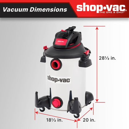 Shop-Vac 5761311 The Shop-Vac® 12 Gallon* 6.0 Peak HP** Stainless Steel Wet/Dry Vacuum