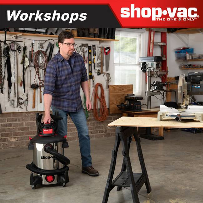 Shop-Vac 5761311 The Shop-Vac® 12 Gallon* 6.0 Peak HP** Stainless Steel Wet/Dry Vacuum