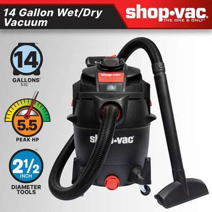 Shop-Vac 5801411 The Shop-Vac® 14 Gallon* 5.5 Peak HP** Wet/Dry Vacuum features the SVX2 Motor Technology