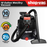 Shop-Vac 5801611 The Shop-Vac® 16 Gallon* 6.5 Peak HP** Wet/Dry Vacuum features the SVX2 Motor Technology