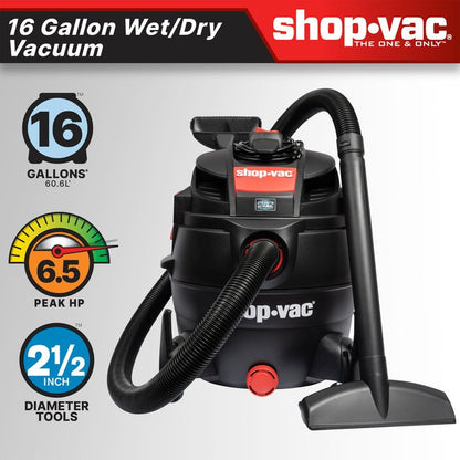 Shop-Vac 5801611 The Shop-Vac® 16 Gallon* 6.5 Peak HP** Wet/Dry Vacuum features the SVX2 Motor Technology