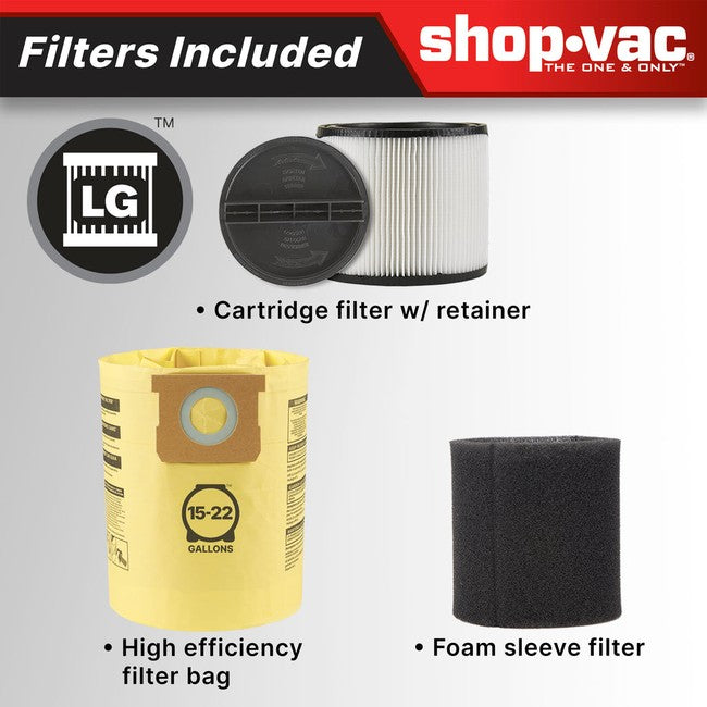 Shop-Vac 5801611 The Shop-Vac® 16 Gallon* 6.5 Peak HP** Wet/Dry Vacuum features the SVX2 Motor Technology