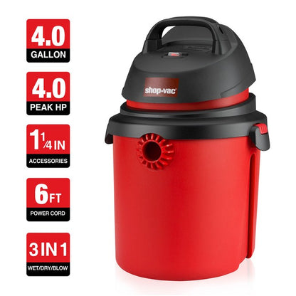 Shop-Vac 5890489 4 Gallon 4.0 Peak HP Wet/Dry Vac