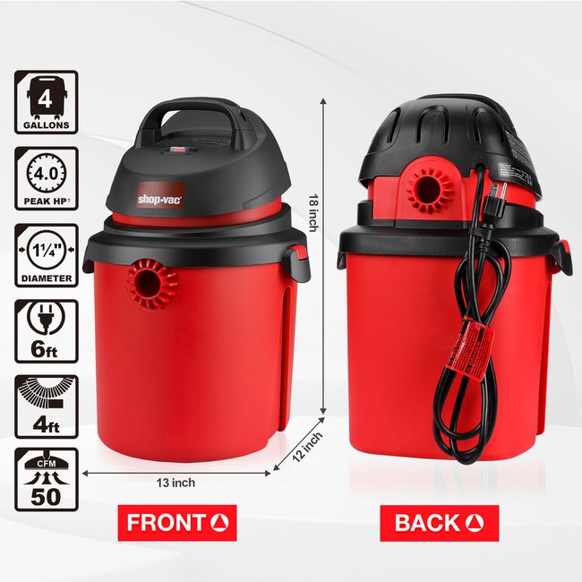 Shop-Vac 5890489 4 Gallon 4.0 Peak HP Wet/Dry Vac