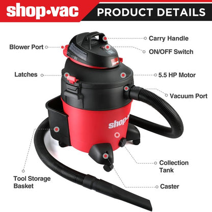 Shop-Vac 5983089 12 Gallon 5.5 Peak HP Wet/Dry Vac