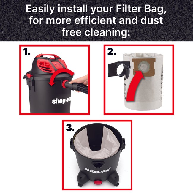 Shop-Vac 9066166 5-8 Gallon Disposable Filter Bags (5 pack)