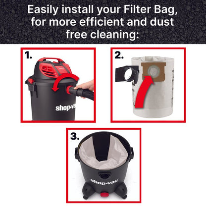 Shop-Vac 9066166 5-8 Gallon Disposable Filter Bags (5 pack)
