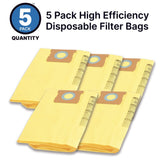 Shop-Vac 9067366 15-22 Gallon High Efficiency Disposable Filter Bags (5 pack)