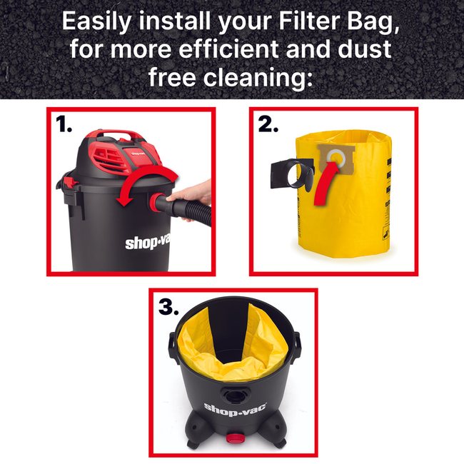 Shop-Vac 9067366 15-22 Gallon High Efficiency Disposable Filter Bags (5 pack)