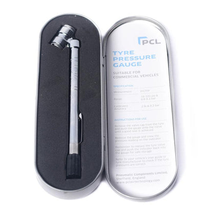 PCL TPG4H17 Tire Pressure Gauge Pocket Service Gauge 10-120 Psi Twin Angle Chuck