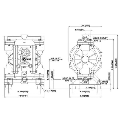 Zeeline ZE0816AS 0 5 inch Double Diaphragm Pump | Tire Equipment Supply