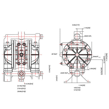 Zeeline ZE0816PB 0 5 inch Polypropylene Double Diaphragm Pump | Tire Equipment Supply