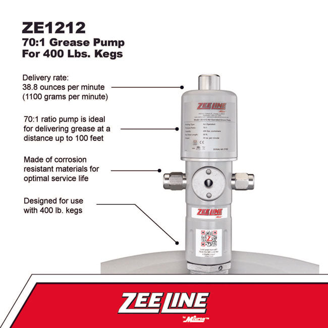 Zeeline by Milton ZE1212 70 1 Grease Pump For 400 lbs. Kegs | Tire Equipment Supply
