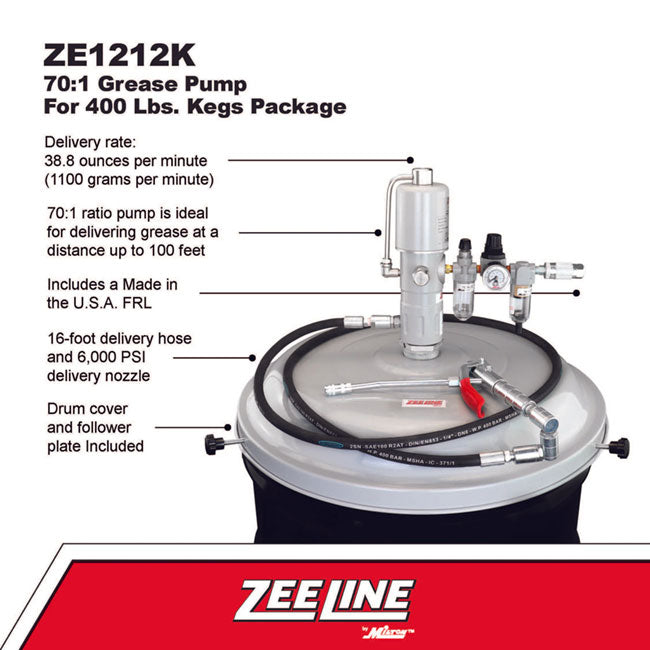 Zeeline by Milton ZE1212K – 70:1 Grease Pump For 400 lbs. Kegs Package | Tire Equipment Supply