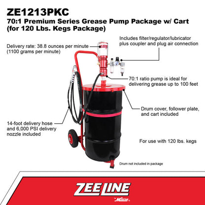 Zeeline by Milton ZE1213PKC – 70:1  Premium Grease Pump For 120 lbs. Kegs Package | Tire Equipment Supply