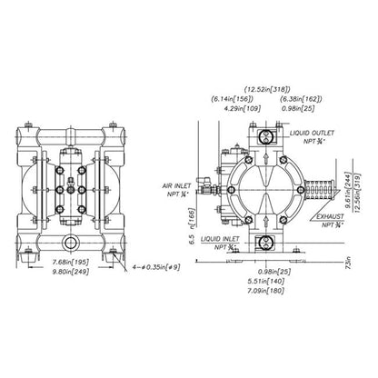 Zeeline ZE1232AB 0 75 inch Double Diaphragm Pump | Tire Equipment Supply