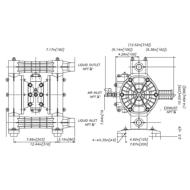 Zeeline ZE1232PS 0 75 inch Polypropylene Double Diaphragm Pump | Tire Equipment Supply