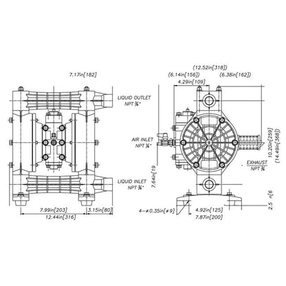 Zeeline ZE1232PS 0 75 inch Polypropylene Double Diaphragm Pump | Tire Equipment Supply