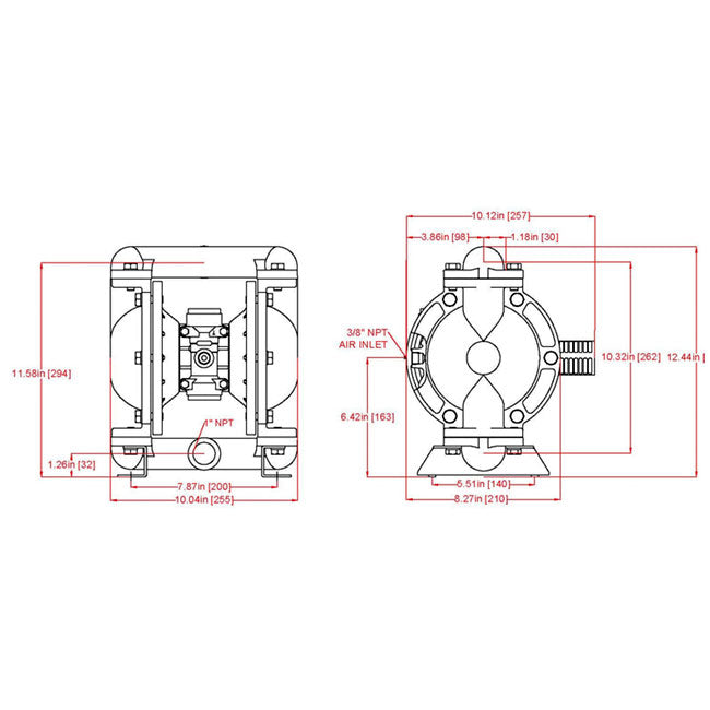 Zeeline ZE1640AB 1 inch Double Diaphragm Pump | Tire Equipment Supply
