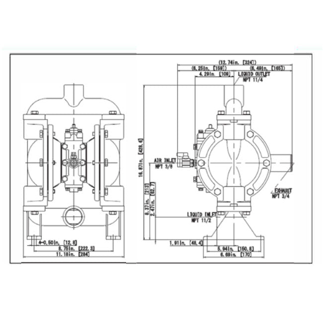 Zeeline ZE2050AB 1 5 inch Aluminum Diaphragm Pump | Tire Equipment Supply