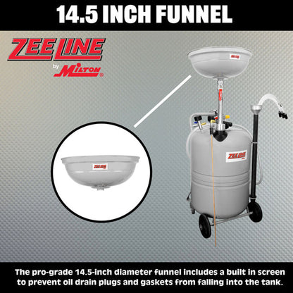 Zeeline ZE21CM 21 Gallon Professional Combination Oil Drain and Fluid Evacuator | Tire Equipment Supply